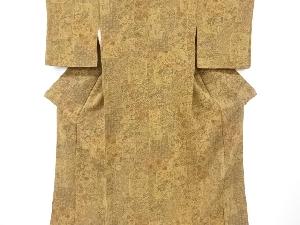 リサイクル　縮緬地色紙に花車扇貝桶模様小紋着物